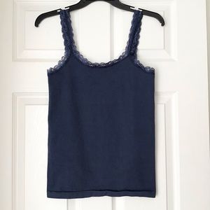 Navy Lace Tank Top